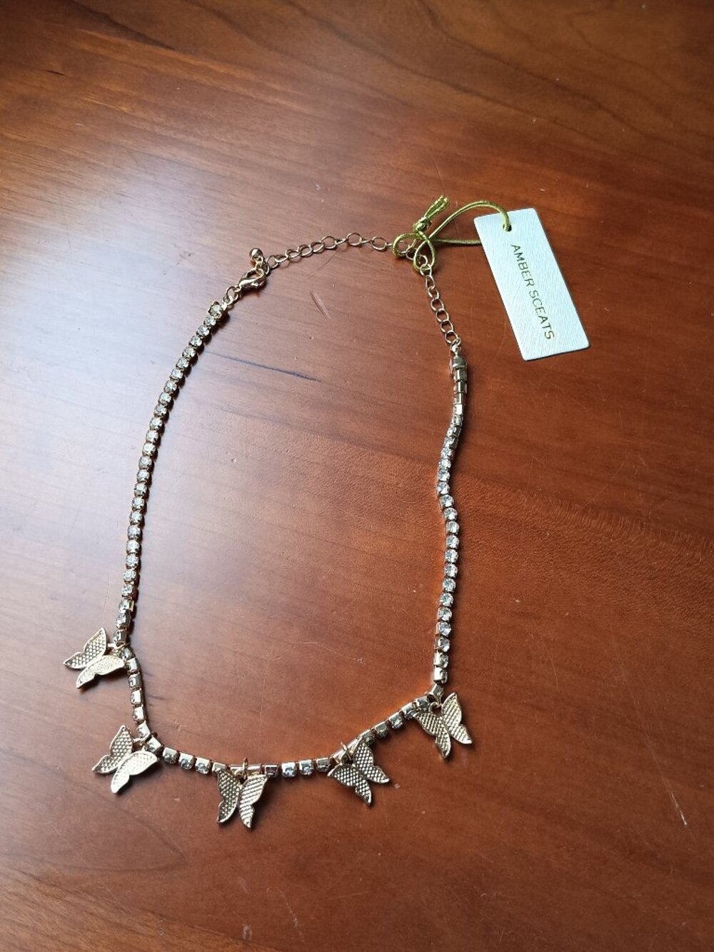 NWT Unique Gold and Crystal Butterfly Necklace by Amber Sceats